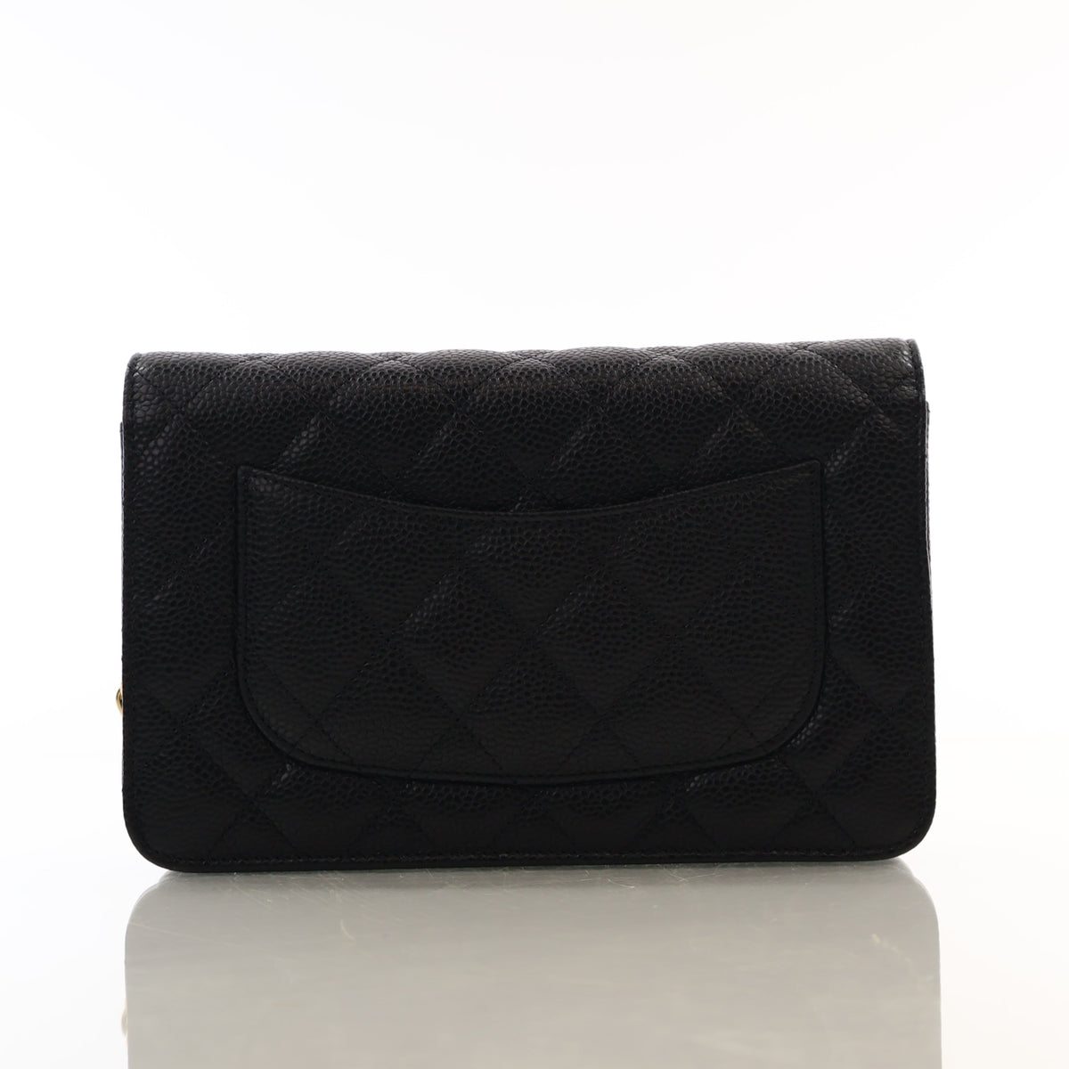 Pre-Owned Chanel Wallet On Chain Caviar Leather Classic WOC, back view