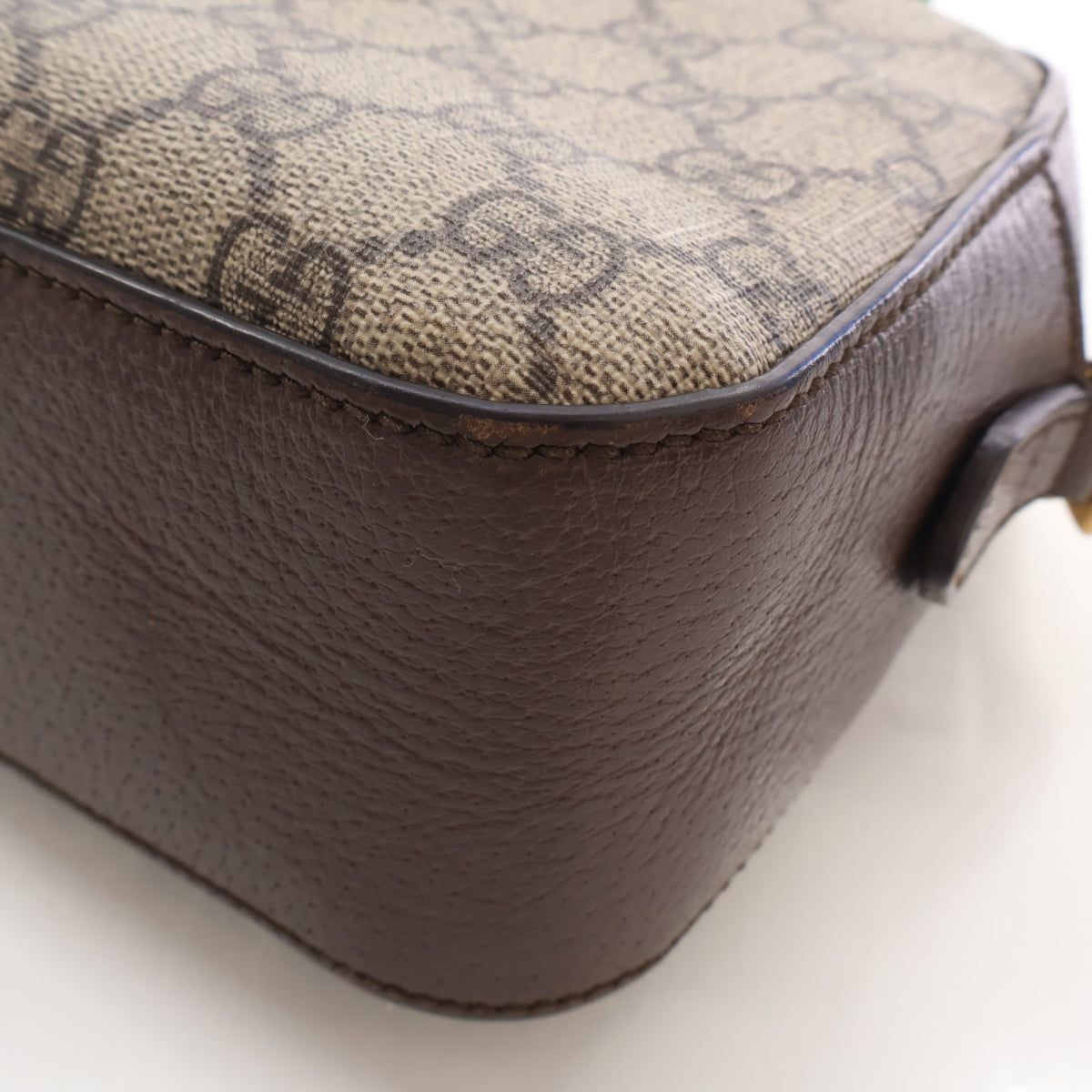 Pre-Owned Gucci Camera Bag GG Supreme Tiger, corner detail