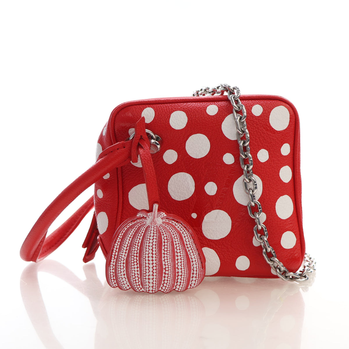 Pre-Owned Louis Vuitton X Yayoi Kusama Monogram Empreinte Square Bag, front view, authenticated at Luxe Du Jour