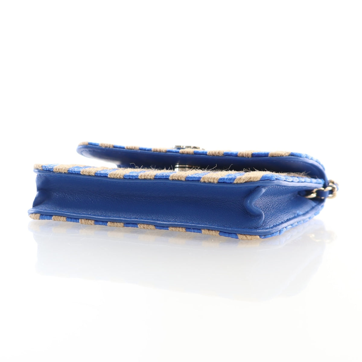 Pre-Owned Chanel Belt Bag Raffia Flap, side profile, photo 7 of 17