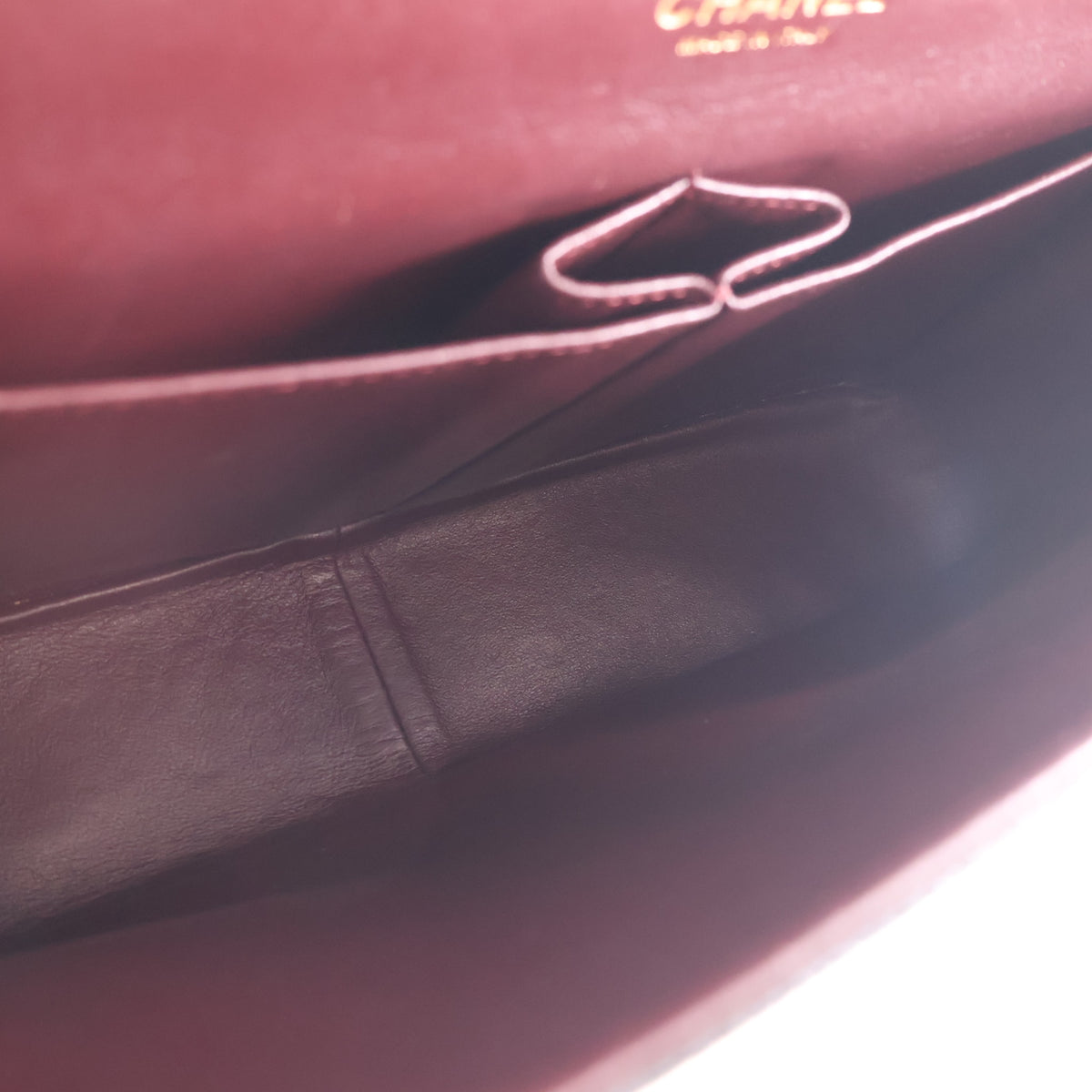Pre-Owned Chanel Classic Double Flap Maxi Caviar Leather Bag, open interior with lining, photo 15 of 17