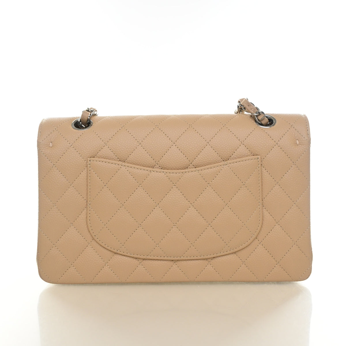 Pre-Owned Chanel Classic Flap Medium Caviar Leather Bag, back view