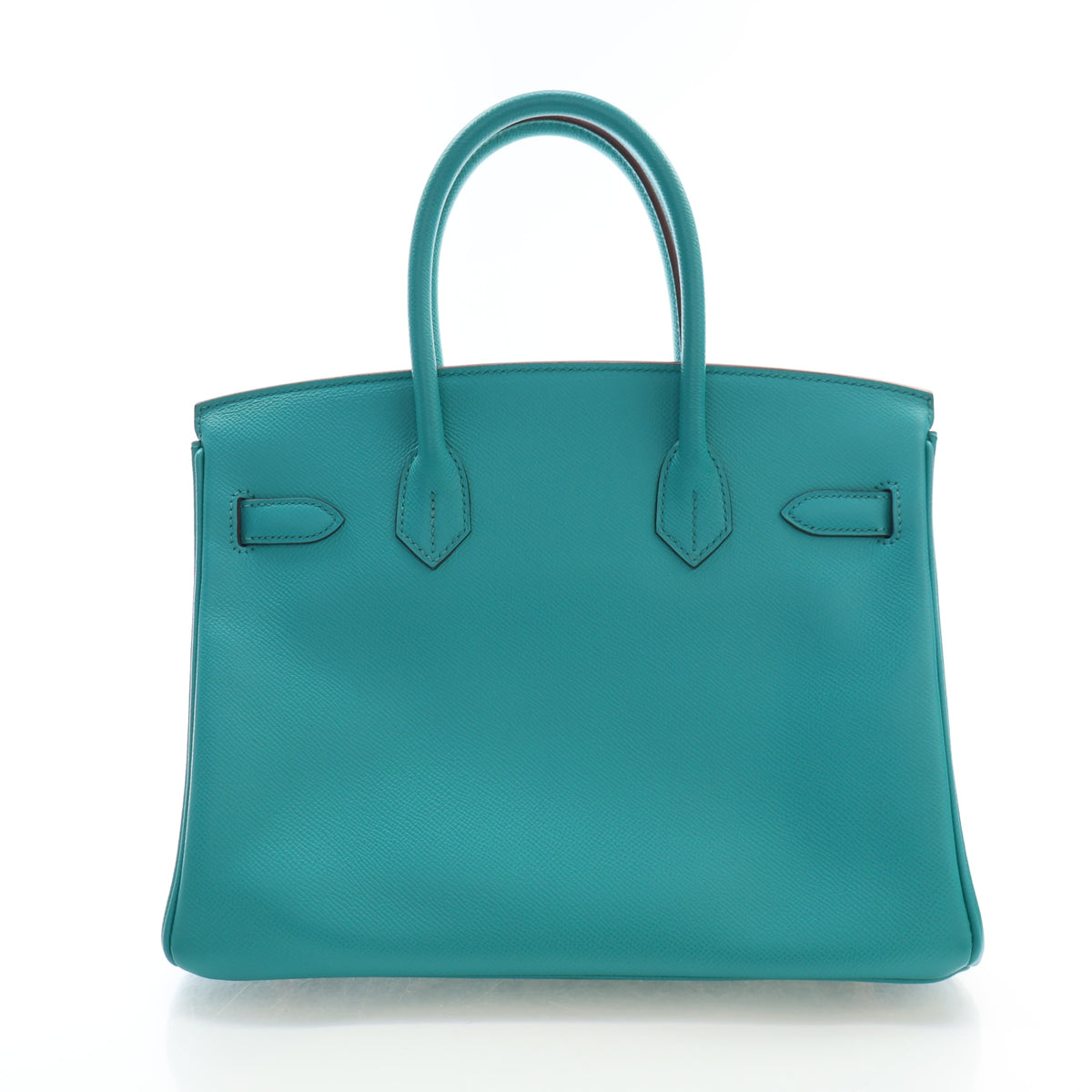 Pre-Owned Hermès Birkin 30 Bleu Paon Epsom Leather, front view, photo 15 of 21
