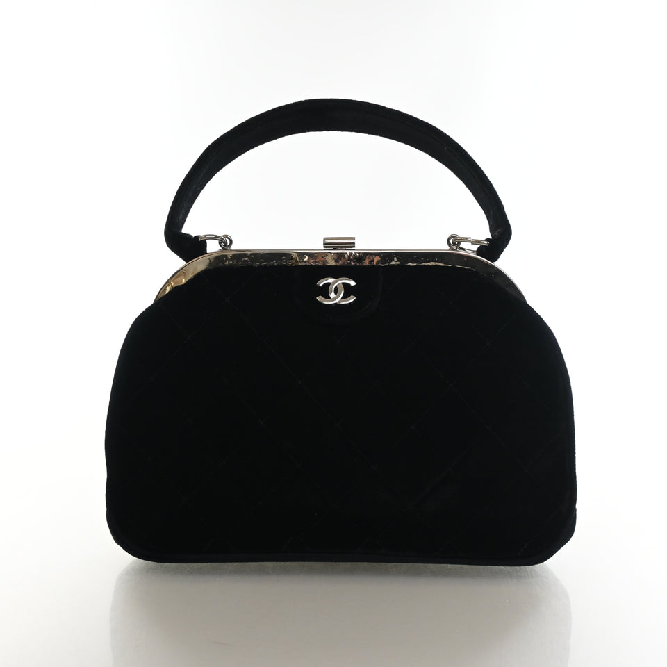 Chanel Vintage Velvet Frame Top Handle Bag