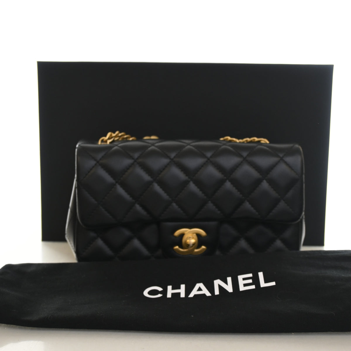 Pre-Owned Chanel Flap Bag Mini Lambskin Camellia Pearl Crush Rectangular, front view, photo 15 of 17