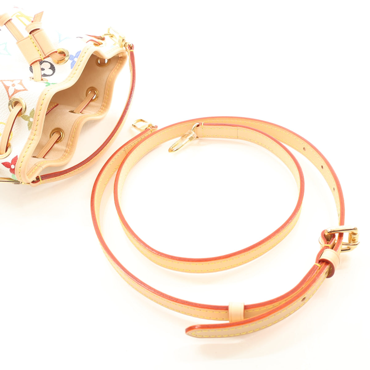 Pre-Owned Louis Vuitton Nano Multicolor Monogram Noe, strap detail