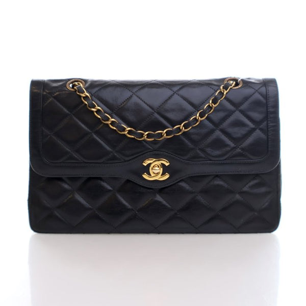 Chanel Vintage Black Lambskin Paris Double Flap Bag – Luxe Du Jour