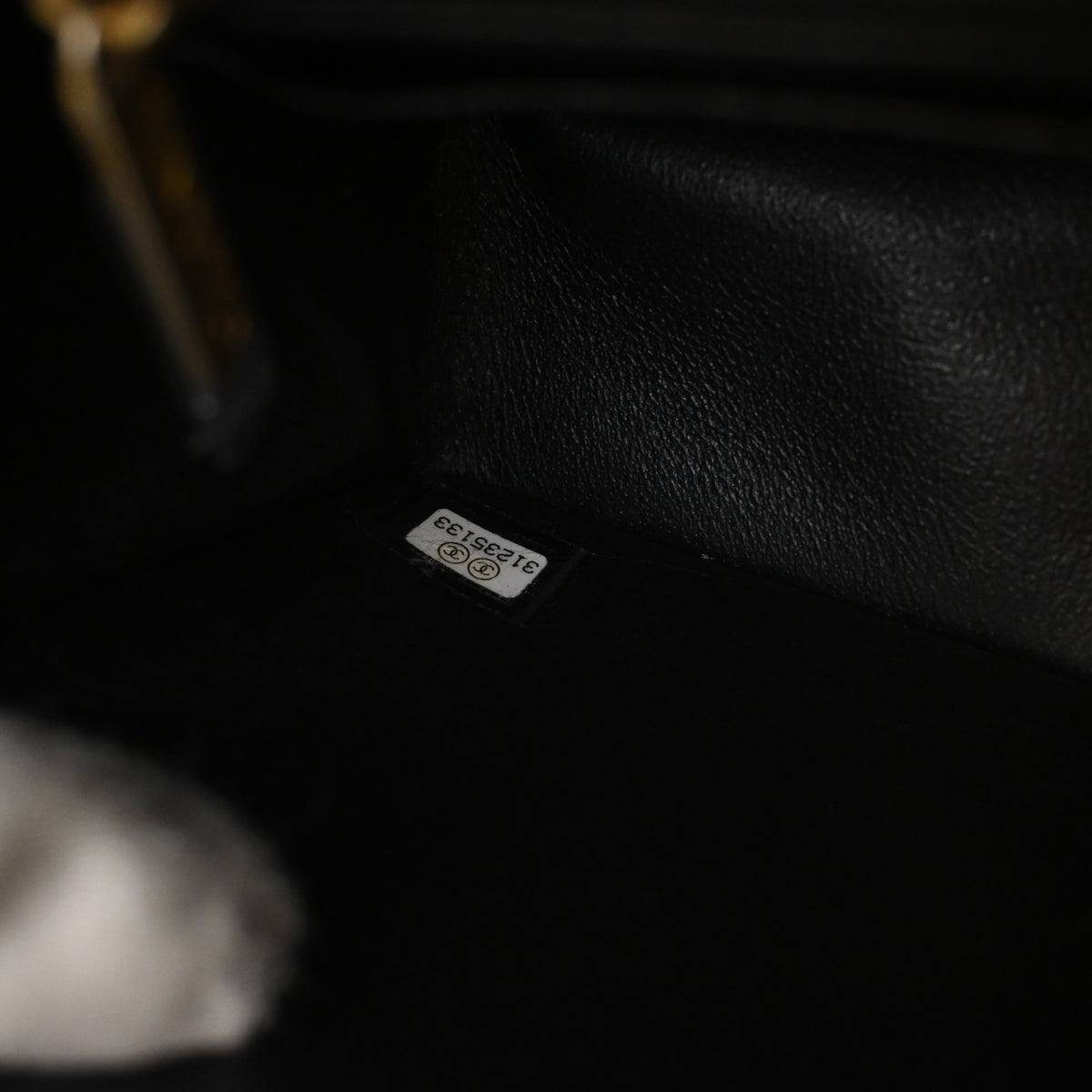 Pre-Owned Chanel Classic Flap Mini Caviar Leather Rectangular Top Handle Bag, open interior