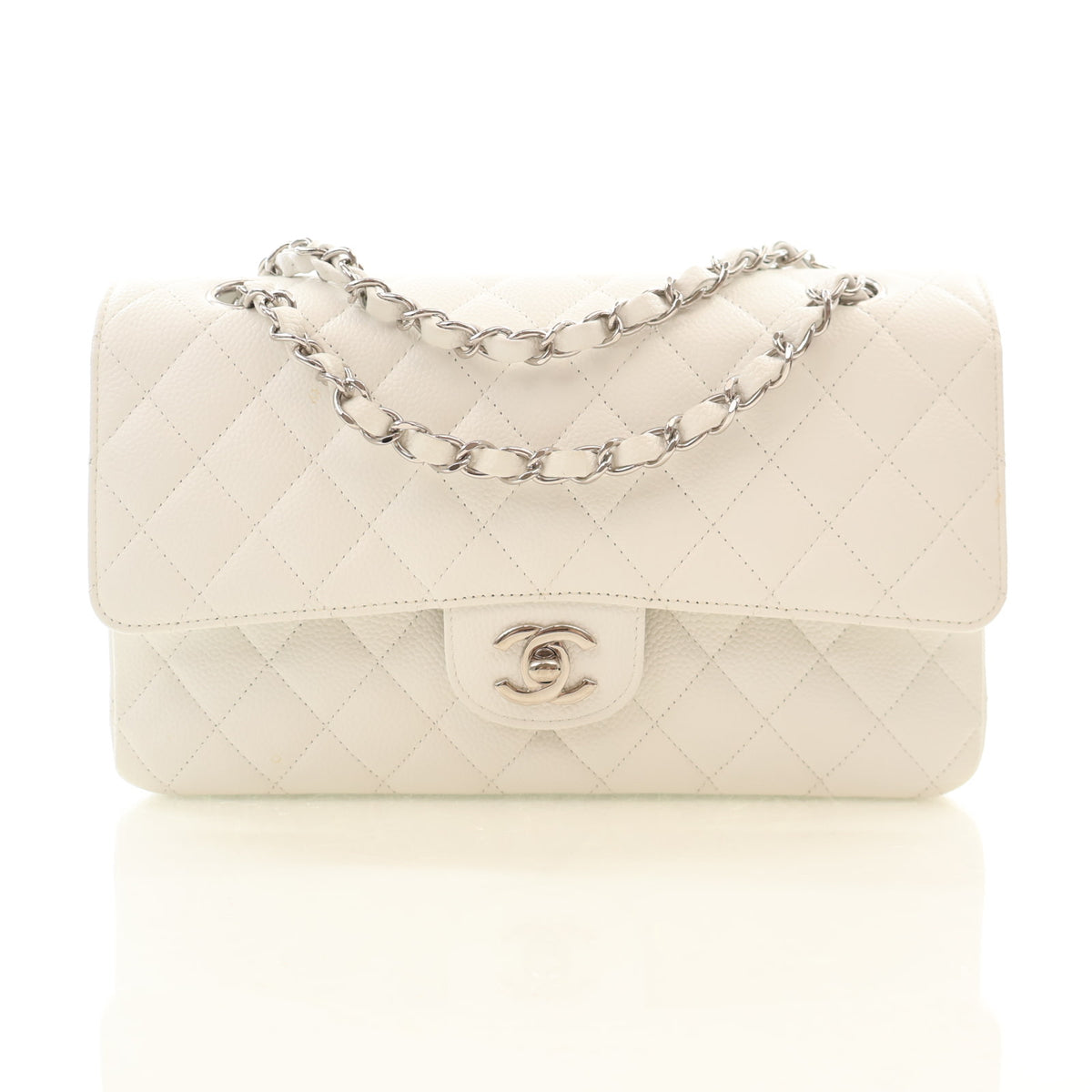 Pre-Owned Chanel Classic Double Flap Medium Caviar Leather Bag, front view