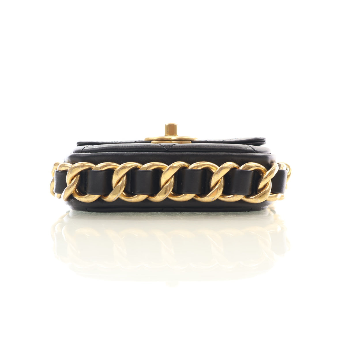 Pre-Owned Chanel Flap Bag Mini Lambskin CC, side profile, photo 9 of 14