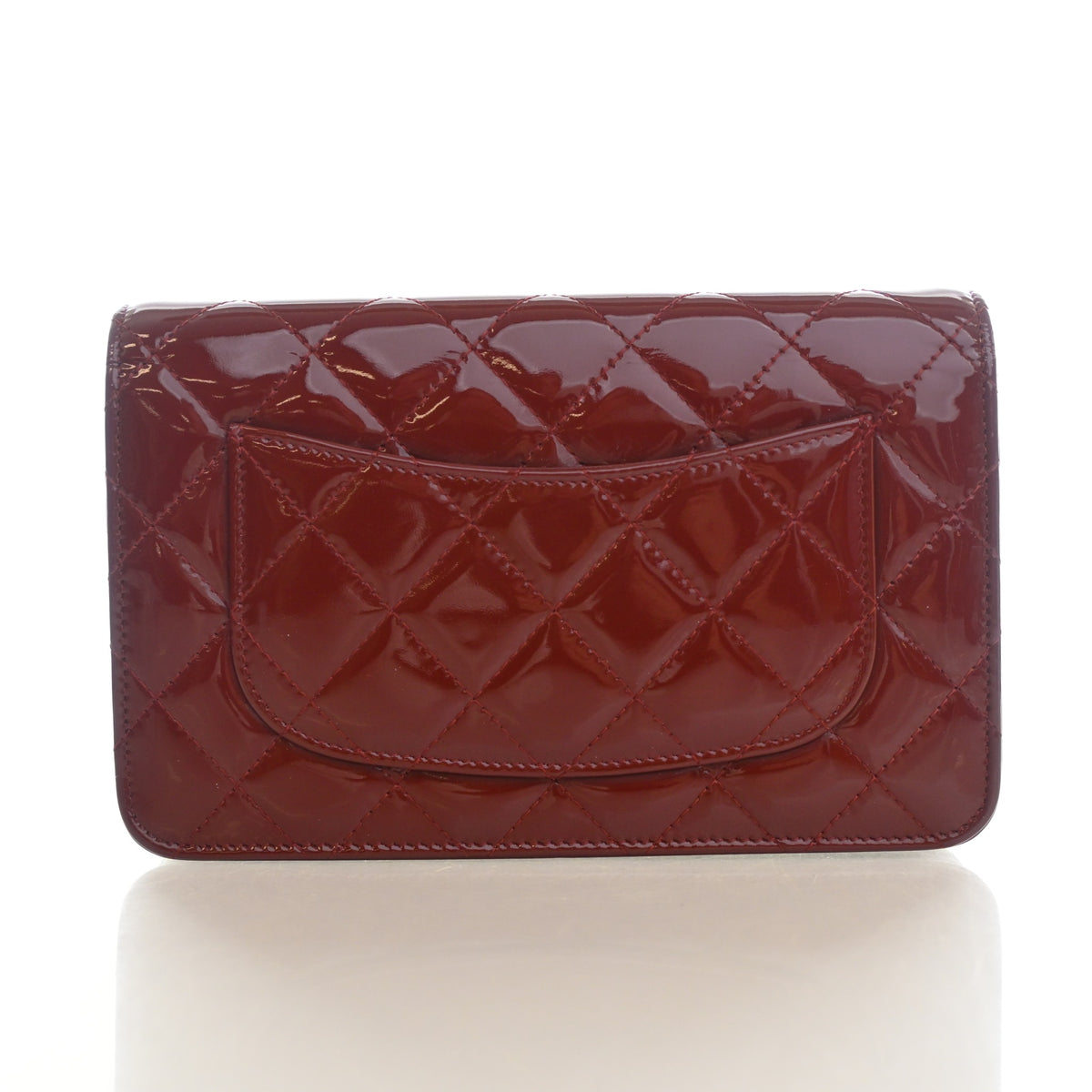 Pre-Owned Chanel Wallet On Chain Patent Leather Classic WOC, back view, photo 11 of 14