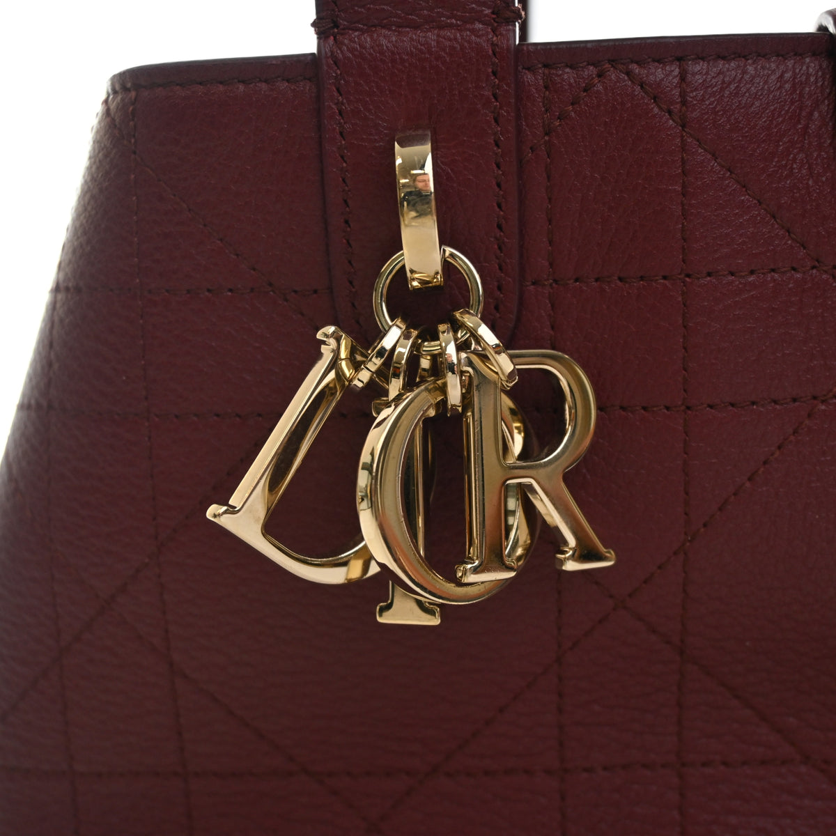 Pre-Owned Christian Dior Medium Calfskin Toujours, gold hardware close-up