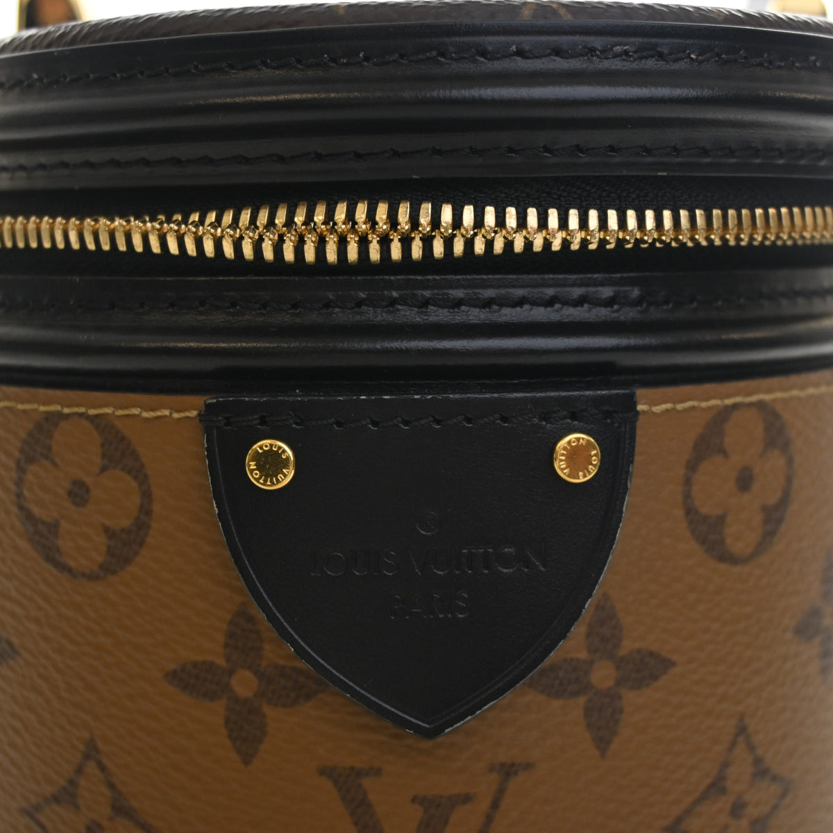 Pre-Owned Louis Vuitton Reverse Monogram Cannes, gold hardware close-up, authenticated at Luxe Du Jour