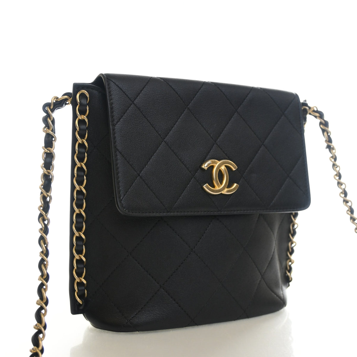 Pre-Owned Chanel Hobo Small Lambskin Chain Bag, front view