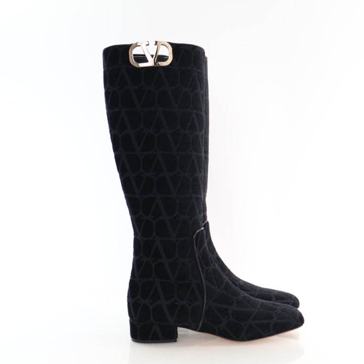 Valentino Vlogo Type Iconographe Knee High Boots Sz 36.5