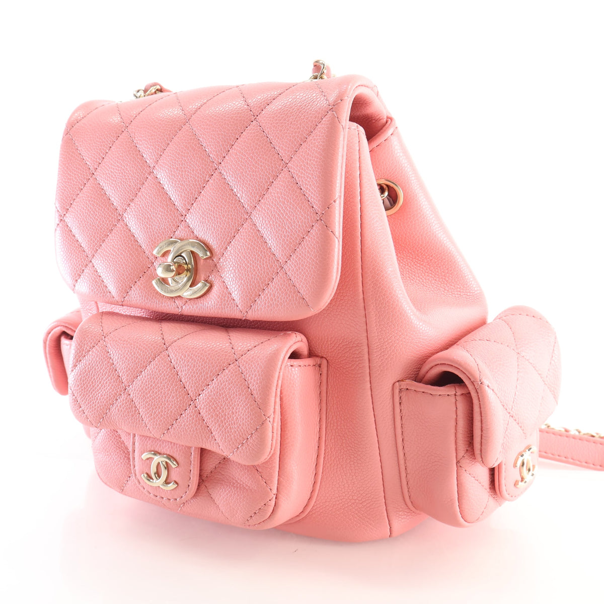 Pre-Owned Chanel Duma Backpack Small Caviar Leather, three-quarter view, photo 4 of 15