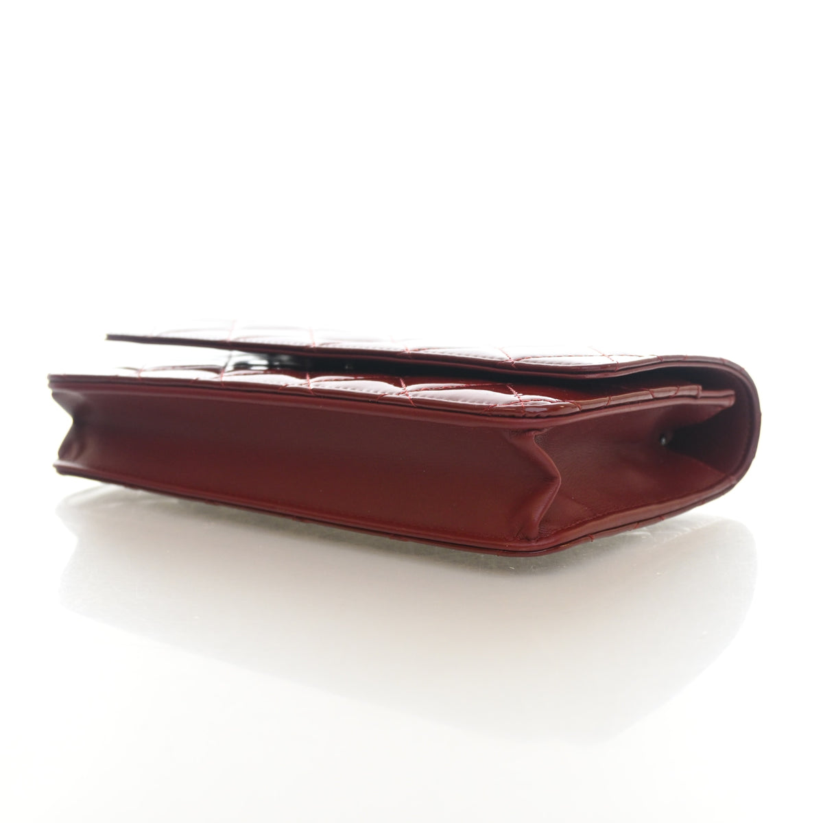 Pre-Owned Chanel Wallet On Chain Patent Leather Classic WOC, side profile, photo 7 of 14