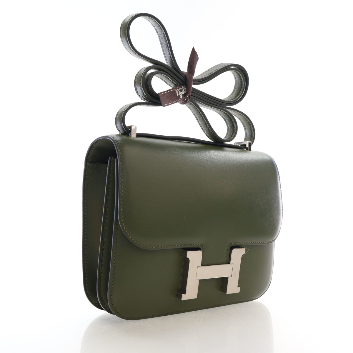 Pre-Owned Hermès Constance 18 Canopée Tadelakt Leather, three-quarter view, authenticated at Luxe Du Jour
