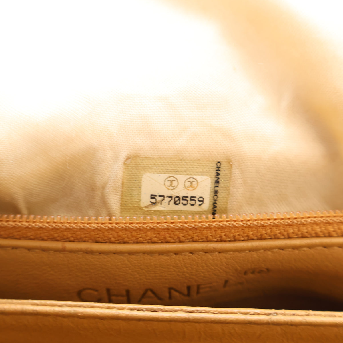 Vintage Chanel Flap Bag Caviar Leather CC, interior label and date code