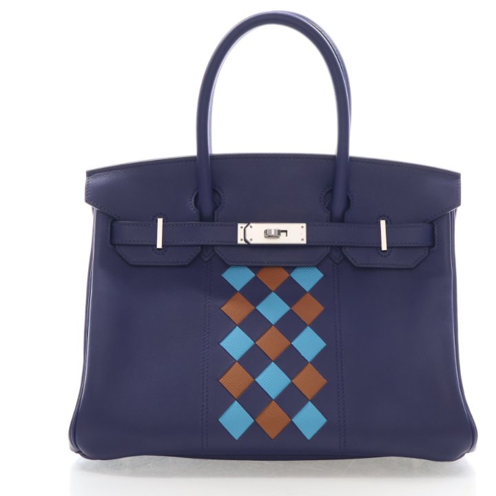 Hermes Blue Encre Evercolor Tressage Birkin 30