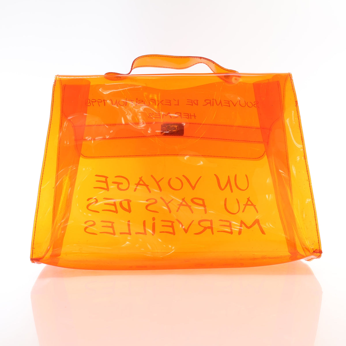 Vintage Hermès Orange Vinyl Souvenir De L’exposition, front view, photo 11 of 16