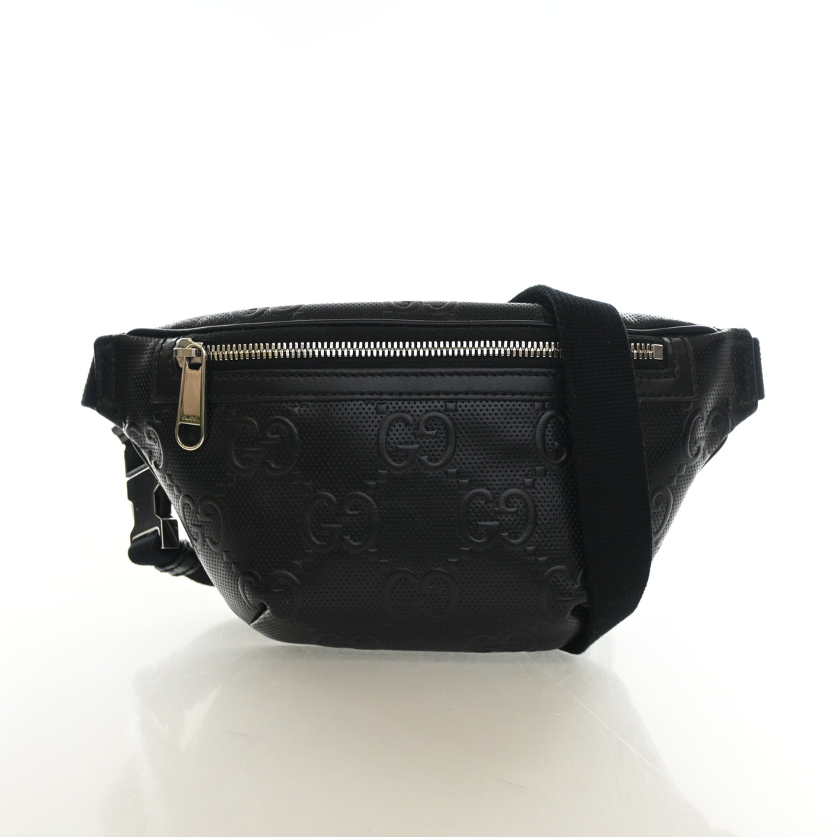 Pre-Owned Gucci Belt Bag GG Embossed, front view, authenticated at Luxe Du Jour