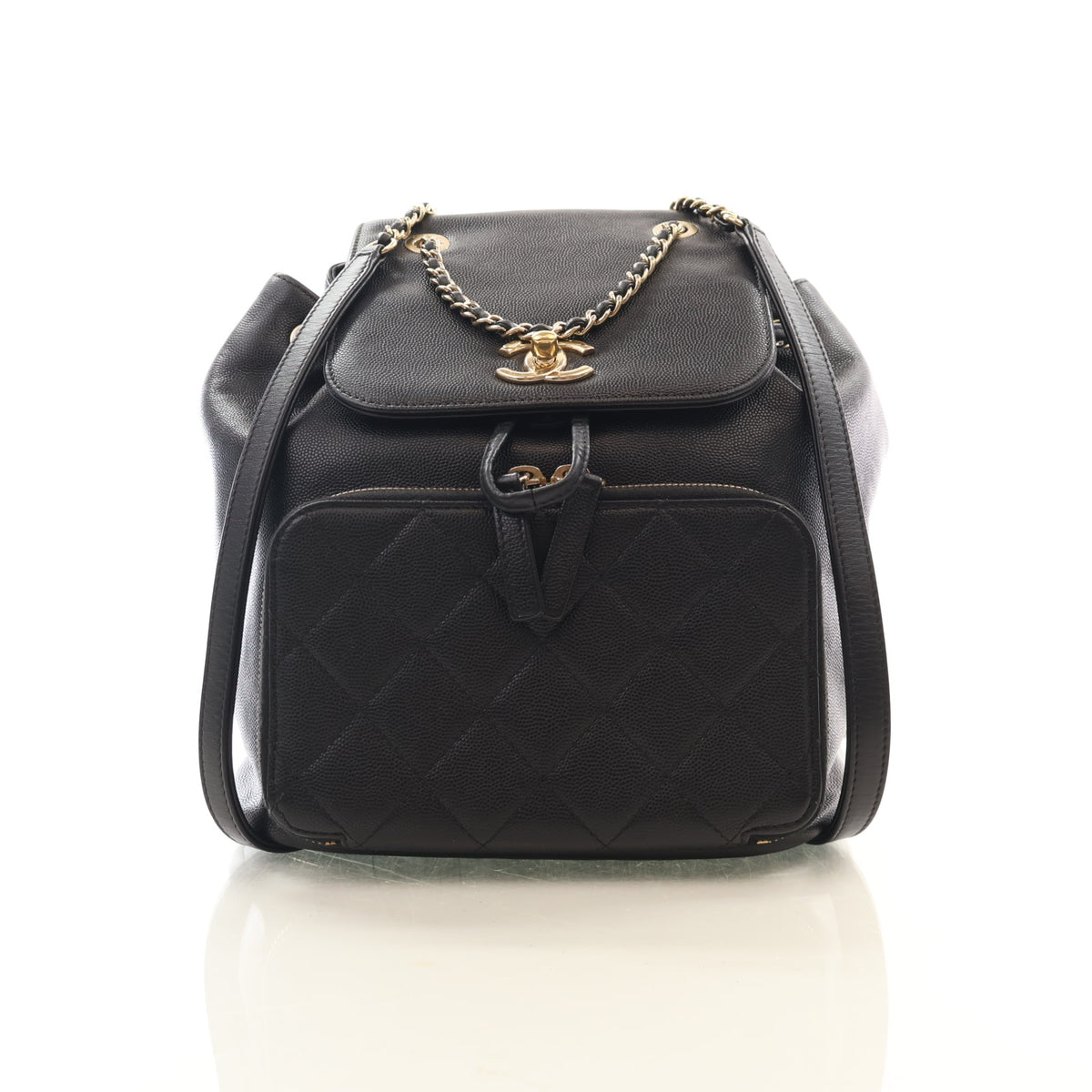 Pre-Owned Chanel Backpack Caviar Leather Business Affinity, front view, authenticated at Luxe Du Jour