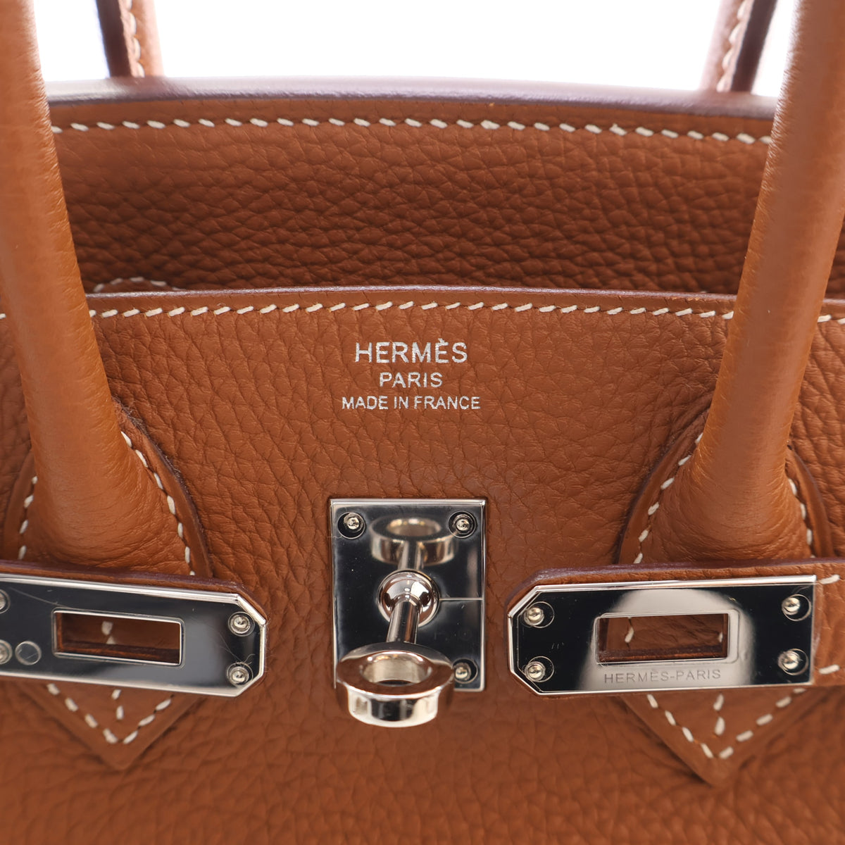 Pre-Owned Hermès Birkin 25 Gold Togo Leather, logo detail