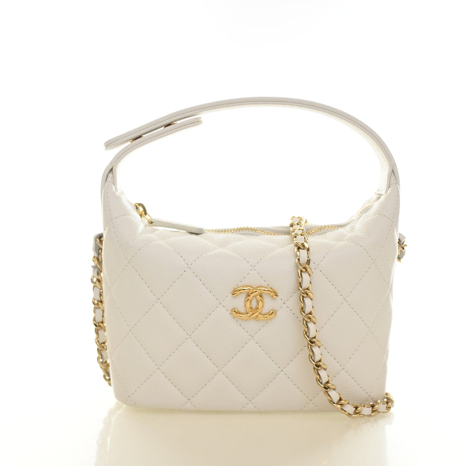 Chanel Caviar Hobo Clutch With Chain