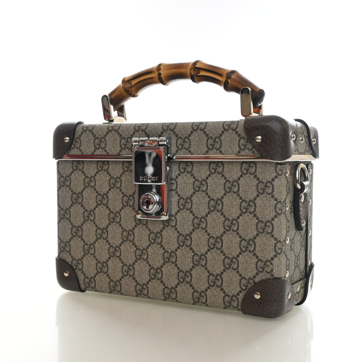 Gucci GG Supreme Globe Trotter Bamboo Handle Trunk Clutch, photo 3 of 14