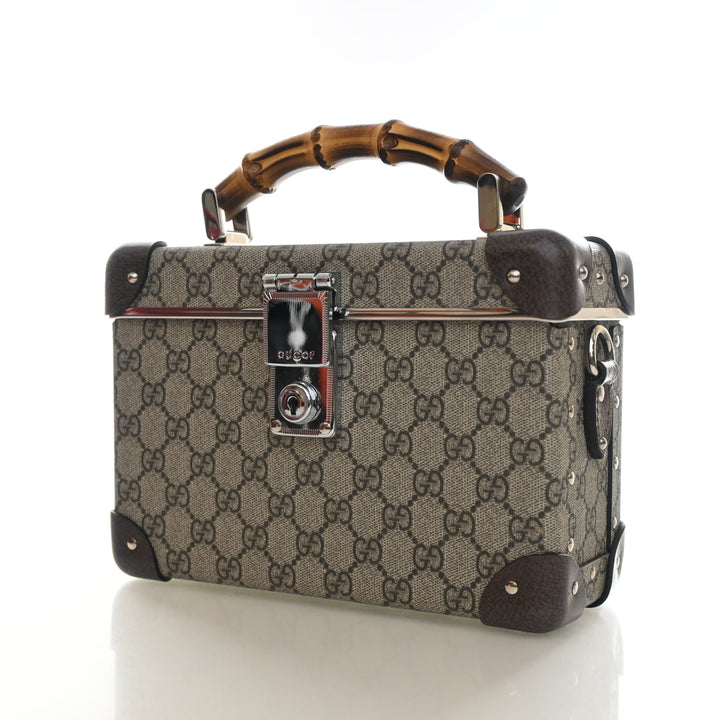 Gucci GG Supreme Globe Trotter Bamboo Handle Trunk Clutch