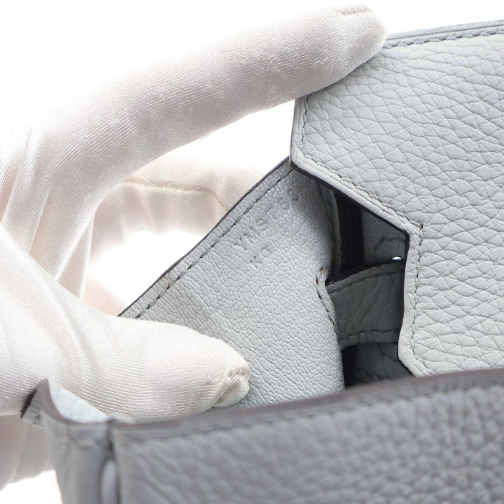 Pre-Owned Hermès Birkin 30 Bleu Pale Togo Leather, logo detail