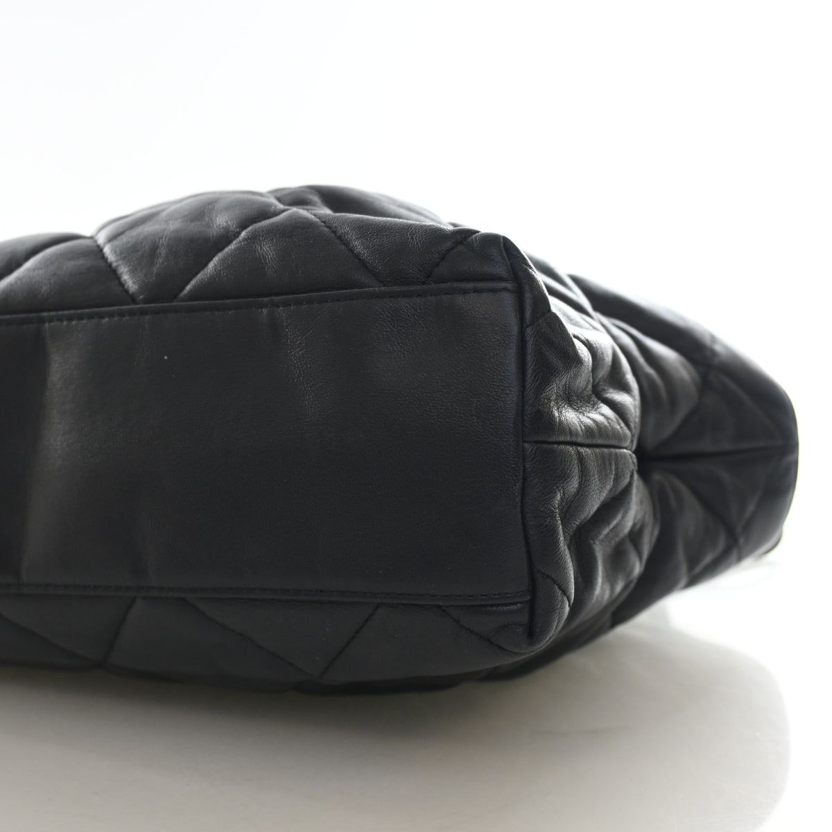 Pre-Owned Chanel Shopping Tote Calfskin CC Drawstring, base and feet view, photo 8 of 14