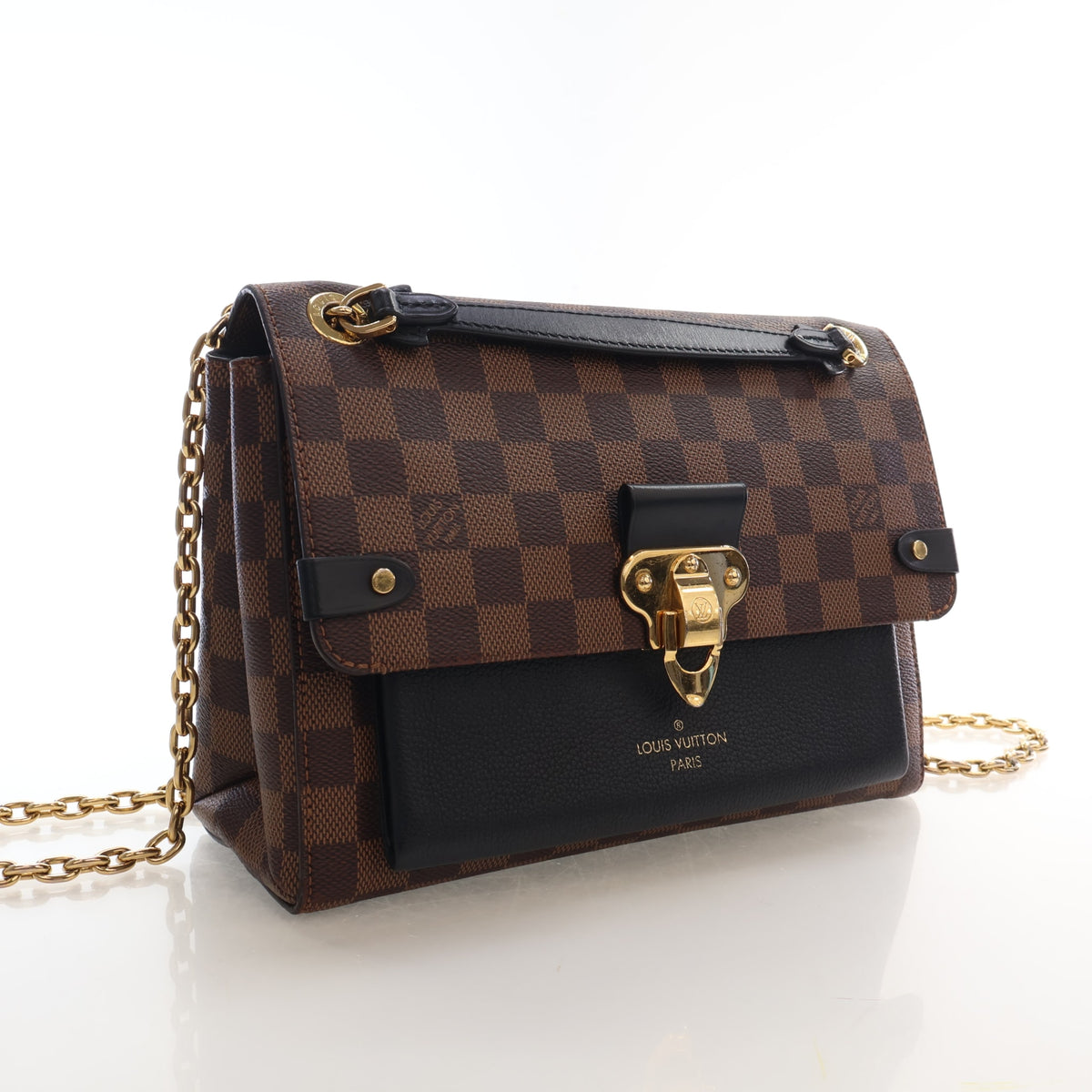 Pre-Owned Louis Vuitton PM Damier Ebene Vavin, three-quarter view, authenticated at Luxe Du Jour