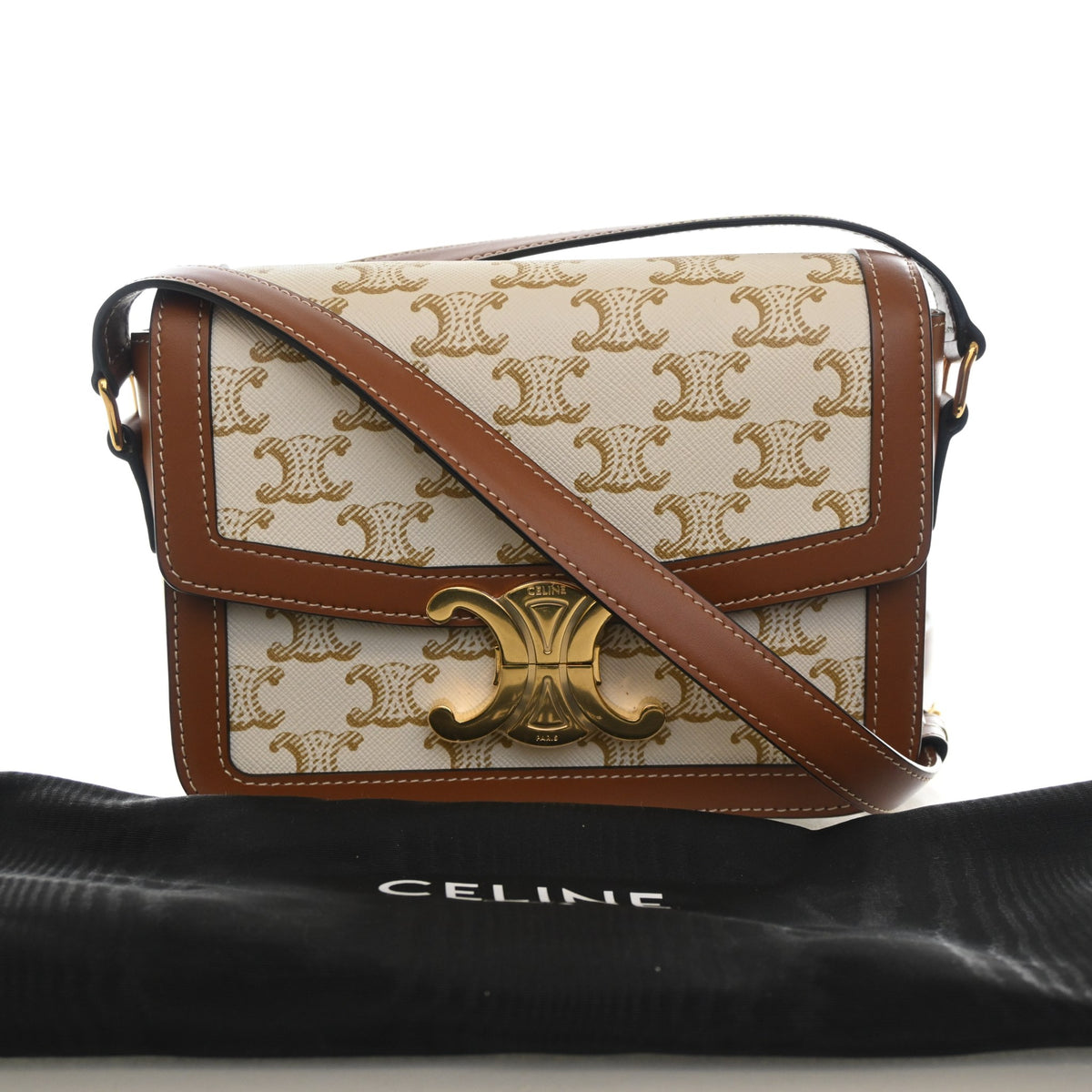 Pre-Owned Celine Flap Bag Teen Triomphe Canvas Triomphe, front view, photo 12 of 12