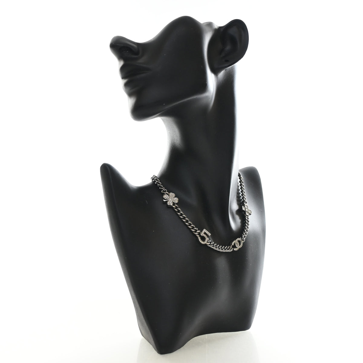 Pre-Owned Chanel Necklace Crystal CC Symbol Choker, worn