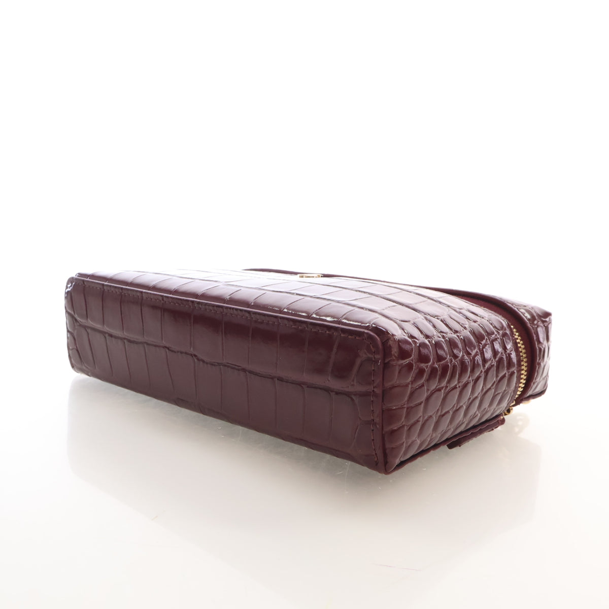 Pre-Owned Chanel Top Handle Small Crocodile Leather Embossed Leather Slim Vanity With Chain, base view