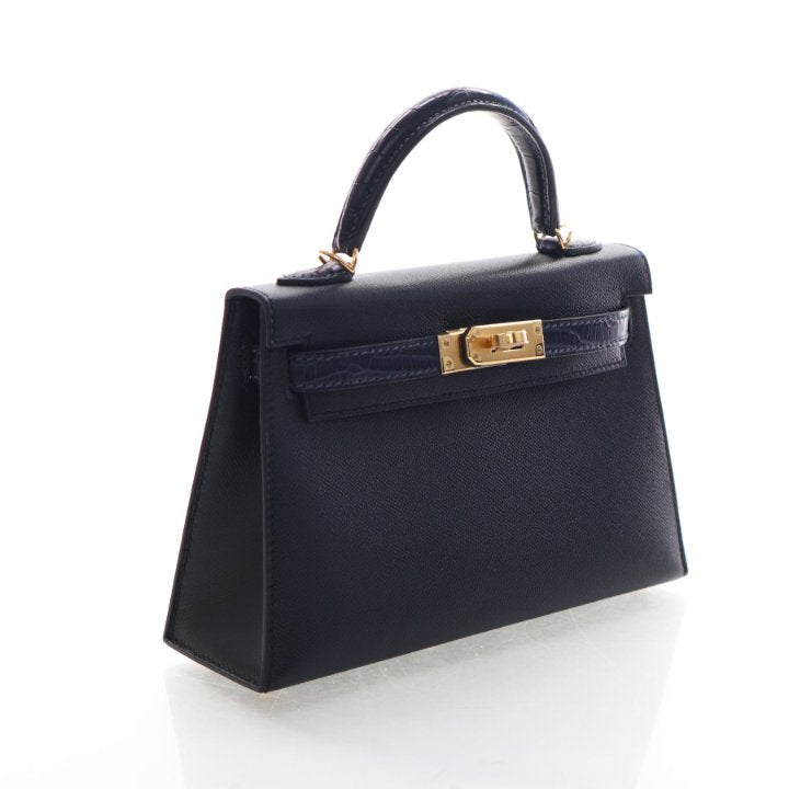 Hermes Noir Bleu Marine Madame Touch Mini Kelly 20