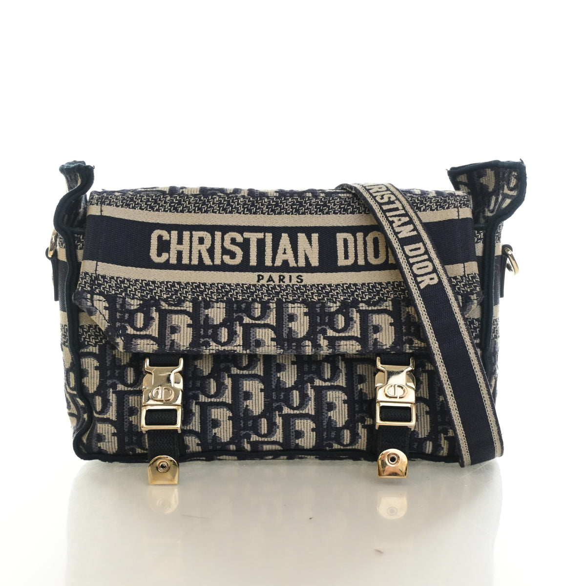 Pre-Owned Christian Dior Small Oblique Diorcamp, front view, authenticated at Luxe Du Jour