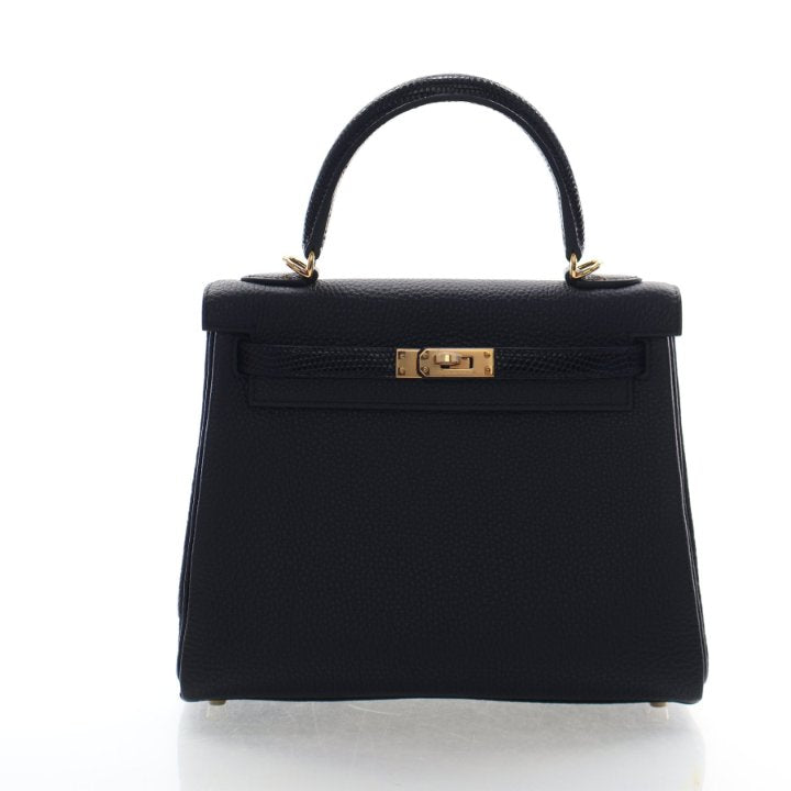 Hermes Noir Togo Lizard Touch Kelly 25