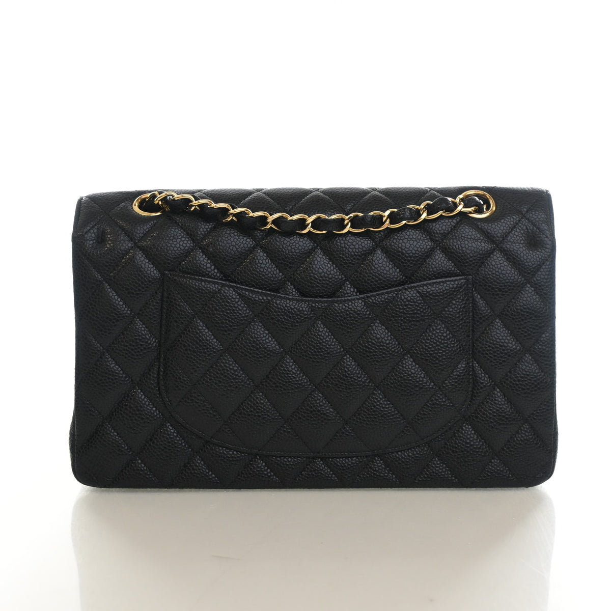 Pre-Owned Chanel Classic Double Flap Medium Caviar Leather Bag, back view