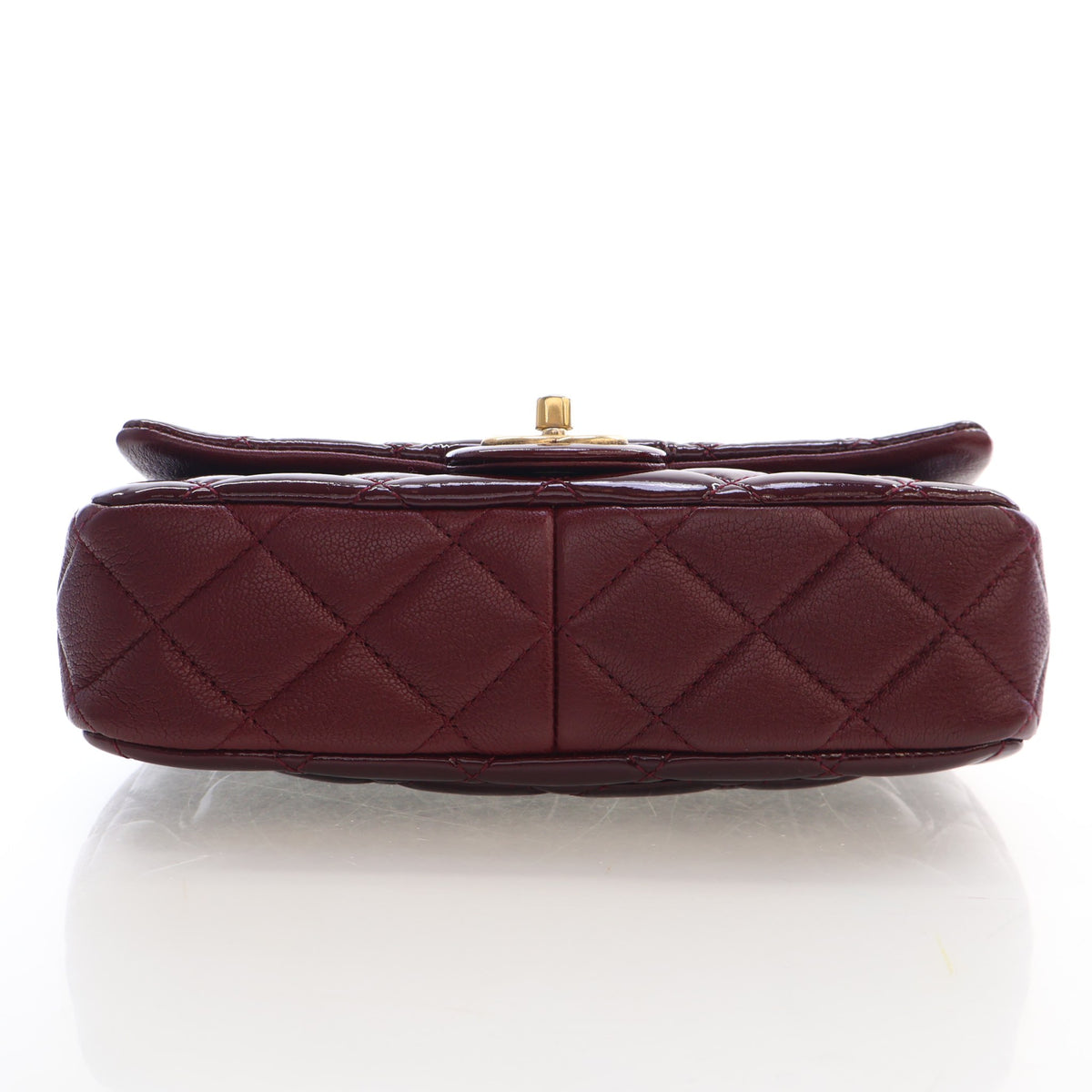 Pre-Owned Chanel Flap Bag Small Patent Leather Classic Single, base and feet view, photo 11 of 20