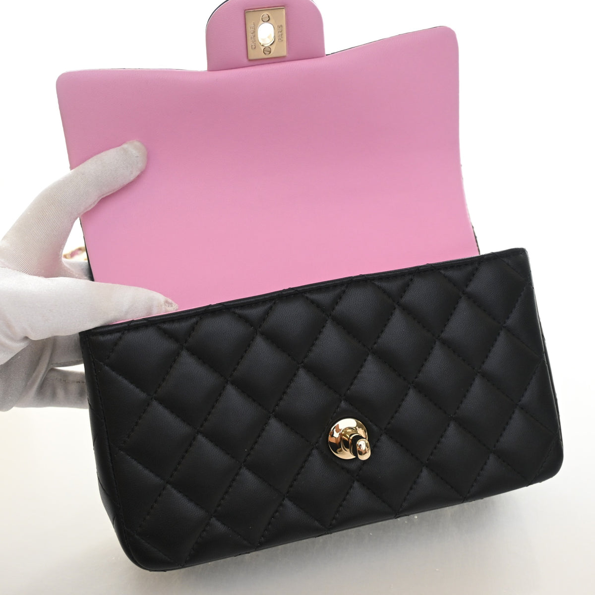 Chanel Mini Lambskin Rectangular Top Handle Classic Flap Bag, photo 12 of 15
