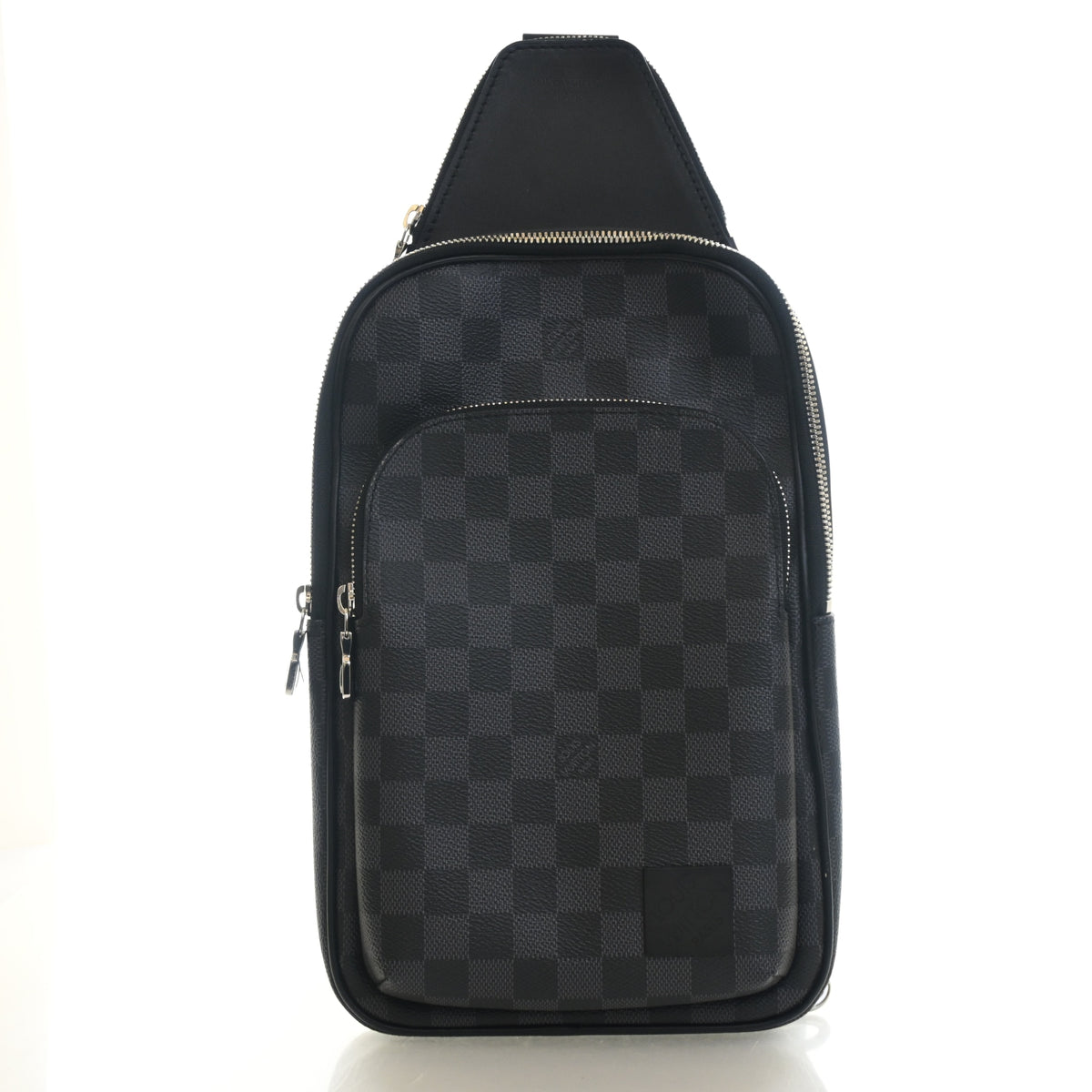 Pre-Owned Louis Vuitton PM Damier Graphite Avenue Sling Bag, front view, authenticated at Luxe Du Jour