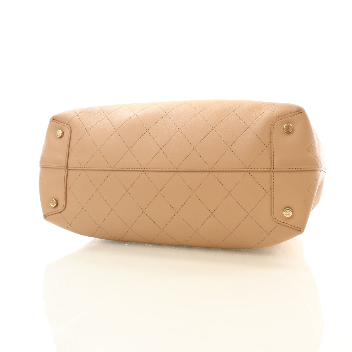 Pre-Owned Chanel Shopping Tote Large Calfskin Serial, base and feet view, photo 7 of 15