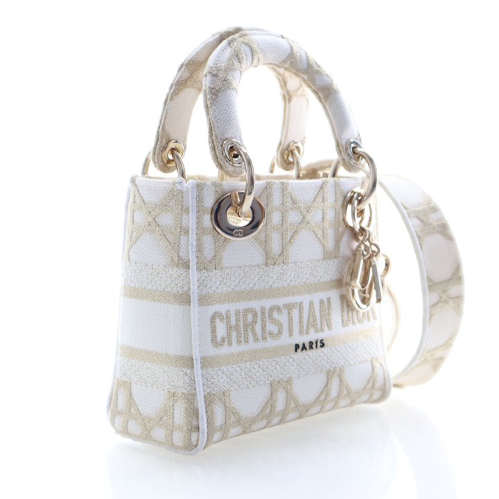 Christian Dior Mini Embroidered Canvas Cannage Lady D-Lite