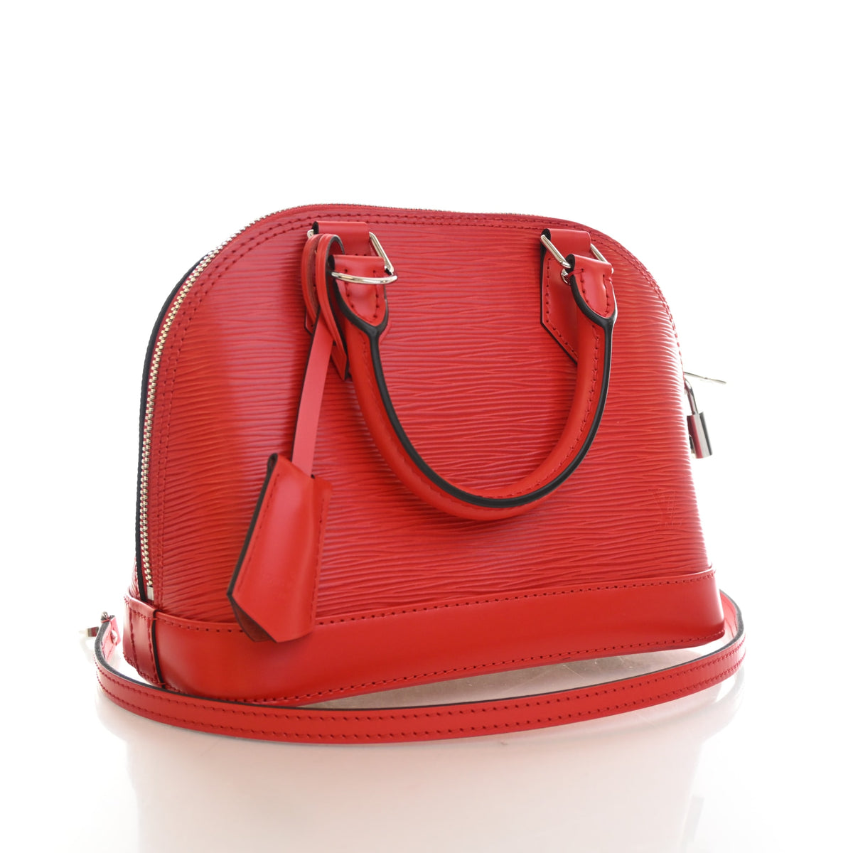 Pre-Owned Louis Vuitton Alma Epi BB, three-quarter view, authenticated at Luxe Du Jour