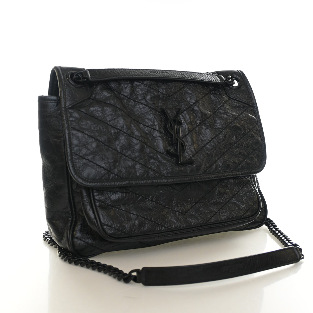 Vintage Saint Laurent Medium Leather Niki, three-quarter view, authenticated at Luxe Du Jour