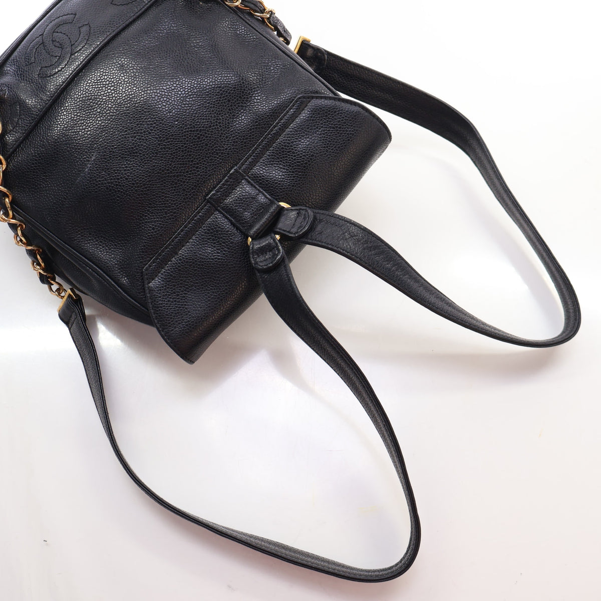 Vintage Chanel Backpack Caviar Leather Triple CC, side profile