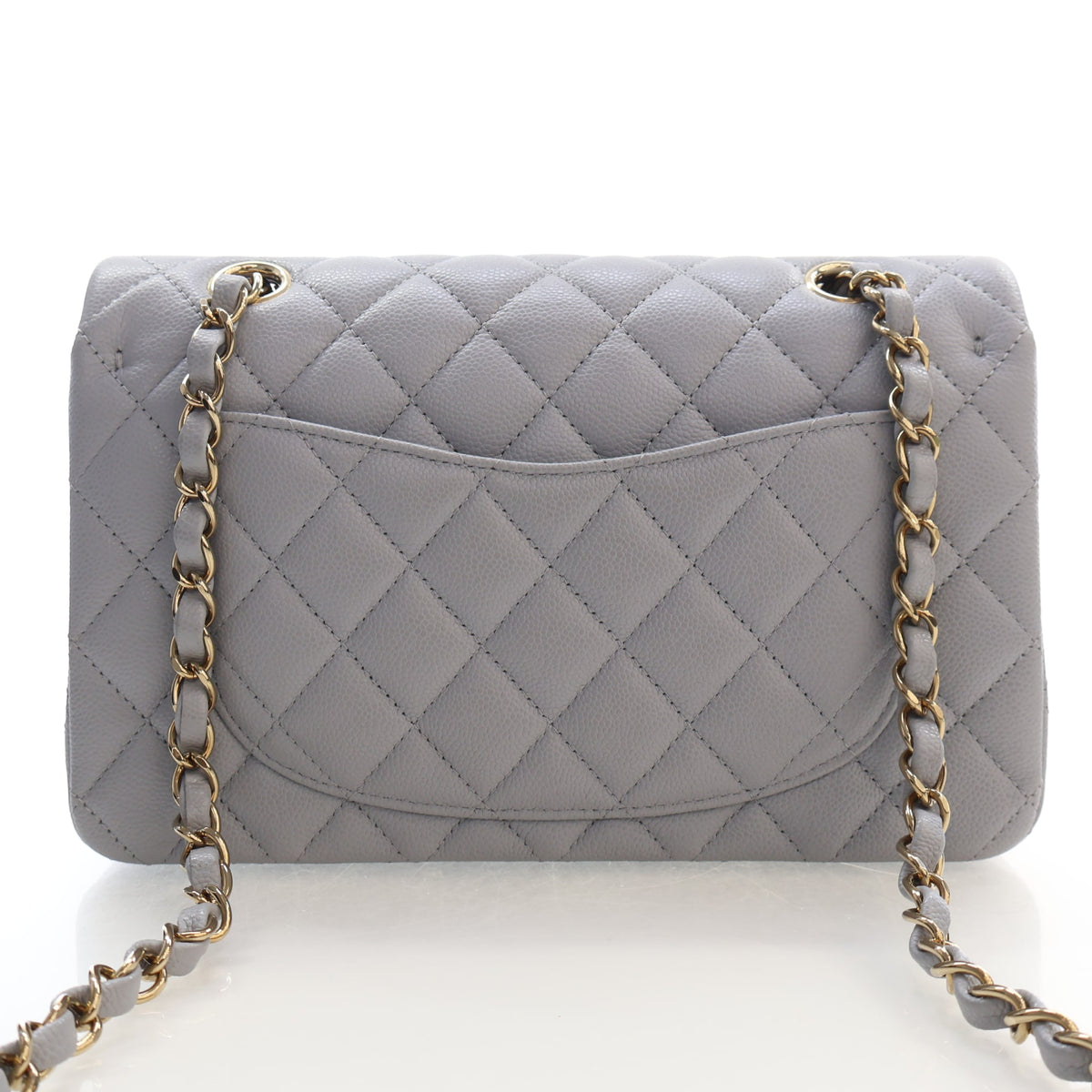 Pre-Owned Chanel Classic Double Flap Small Caviar Leather Bag, back view, photo 11 of 18